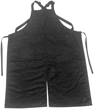 perfk Friseurschürze, Arbeitsschürze, tragbar, leicht, wasserdicht, mit Taschen, praktische Haarschnitt-Styling-Schürze, Salon-Friseur-Schürze, Schwarz