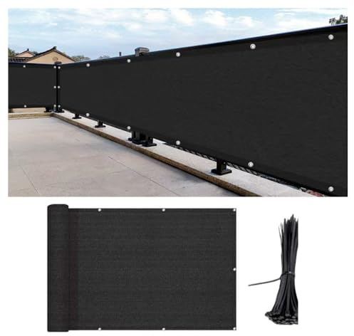 Gardenpioneer Balcony Privacy Screen & Deck Privacy Fence, 3x16.4FT Heavy Duty UV Resistant Outdoor Wind Block Fence Covering for Patio, Stylish Seclusion Easy Installation, Black