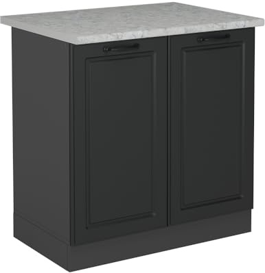 Vicco Küchenunterschrank R-Line, Küchenunterschrank für die Spüle, Anthrazit Landhaus, 80 cm AP Marmor