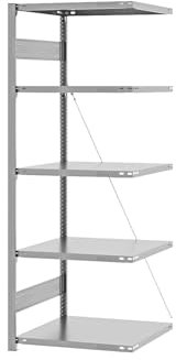 eurokraft | Steckregal | Bauart mittelschwer | einseitig | HxBxT 2000 x 750 x 600 mm | verzinkt | Anbauregal