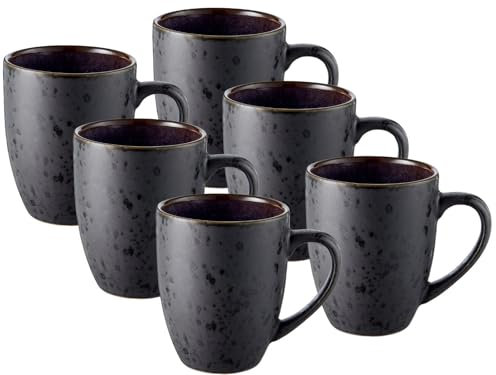 BITZ Becher mit Henkel matt Black/Shiny Dark Blue 0,3l Set6