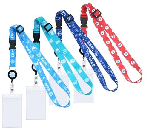 Kreuzfahrt-Schlüsselband mit Kartenhalter, einziehbares Schlüsselband für Schiff, Namensschild-Halter für Studenten, Lehrer, Krankenschwestern, verstellbare Schlüsselbänder für Hals (D)