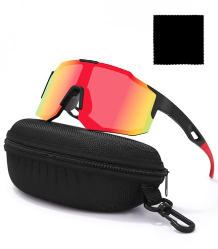 FAOKZE Fahrradbrille Herren/Damen, Schnelle Brille, Radsportbrillen, Polarisiertes UV400 Glas MTB, Rennrad, Laufbrille für Outdoor-Aktivitäten, Fahren, 100% UV-Schutz Sonnenbrille