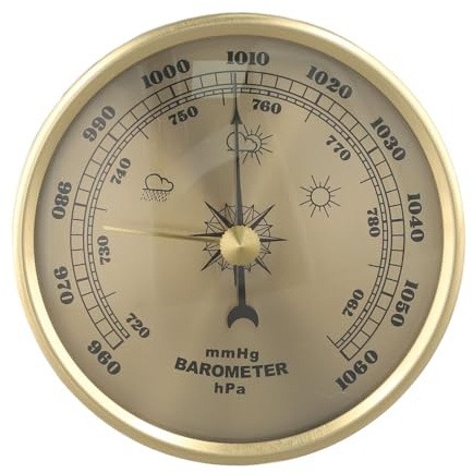 DAZZLEEX Dial Type Barometer Home Weather Forecaster With Thermometer Hygrometer Barometer Metal Frame Household Clock 90Mm Diameter Wall Mount