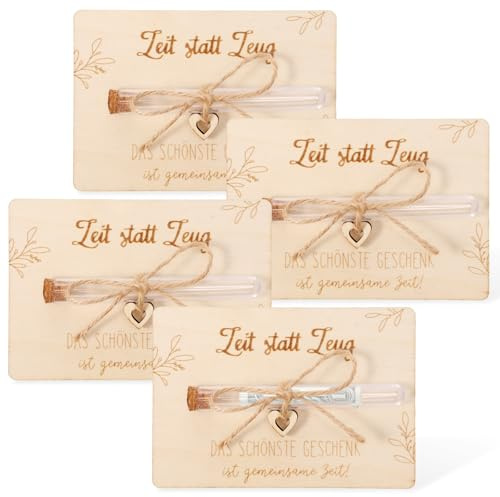 4 Stück Holz Spardosenhalter mit Reagenzglas,Geldgeschenke Verpackung,Kreative und vielseitige Holzkarten zum Auffüllen von Geldscheinen für Geburtstag,Hochzeit,Weihnachten,Thanksgiving(A,4PCS)