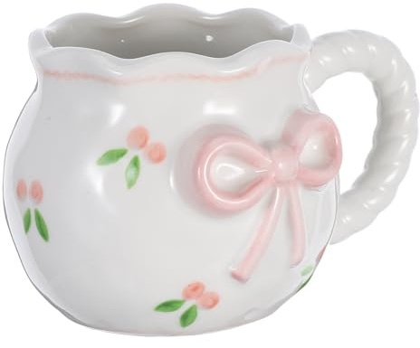 Zerodeko Tazza Da Caffè Vintage in Ceramica 3d Fiocco Fatto a Mano, Tazza Da Tè Originale Manico, Per Ufficio, Casa e Bar, Regalo Creativo Per Amici e Famiglia