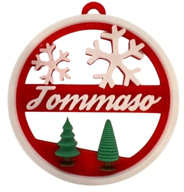Pallina di Natale Personalizzabile 3D con Nome, Decorazione Natalizia in PLA, Addobbo per Albero con Cordino
