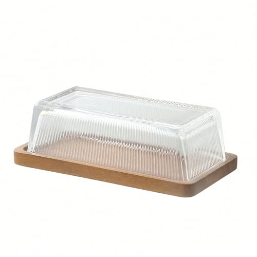 Bandeja de madera para servir con tapa de cristal, tabla de queso de madera natural, bandeja de charcutería para almacenamiento gourmet de cocina