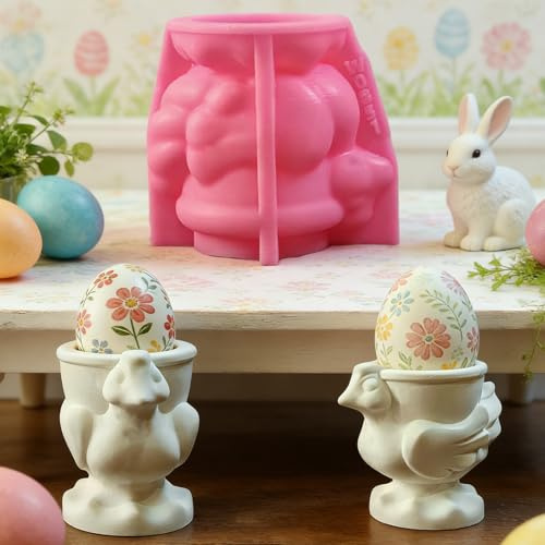 ALEFBET Silikonform Huhn Eierbecher, Silikonformen Gießformen Ostern, Silikon Gießform Ostern, Gipsformen zum Gießen W0851