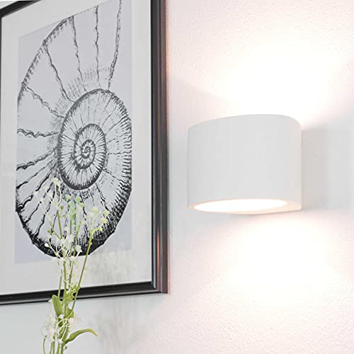 Licht-Erlebnisse Wandleuchte in Weiß Bauhaus Design 1xG9 bis zu 33 Watt 230V aus Gips Keramik Schlafzimmer Küche Wohnzimmer Esszimmer Lampe Leuchten Beleuchtung