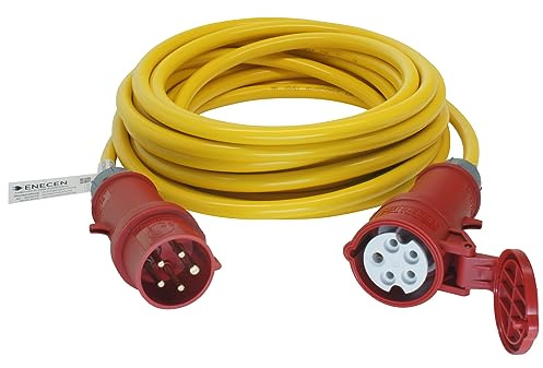 CEE-Verlängerungskabel 400V/16A IP44 PVC K35 AT-N07V3V3-F 5x2,5 mm² gelb mit ST/KU 5-polig Phasenwender 5m