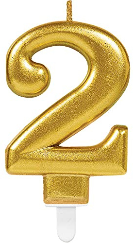 (PKT) Adult Metallic Gold Candle Number 2