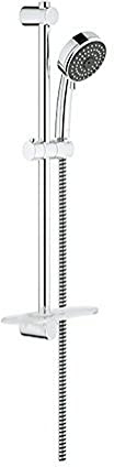 Grohe Duschset Vitalio Comfort 3, 26096000, Brausegarnitur mit Handbrause, Wandstange (60 cm), Brauseschlauch (175 cm), 3 Strahlarten, Antikalk-System, CoolTouch Sicherheitsgehäuse, Chrom, 20866 6