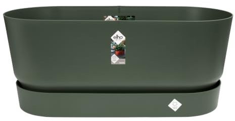 elho Greenville Pflanzgefäß 80cm Rollen - Leaf Green | L 35 x B 78 x H 33.5 cm | Integrierter Untersetzer | für den Außenbereich | 100% recyceltes Plastik