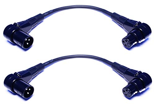 CNCESS CESS-039 Right-Angel - Cable de extensión XLR hembra a macho de 3 pines, paquete de 2 | Cable de extensión/conexión