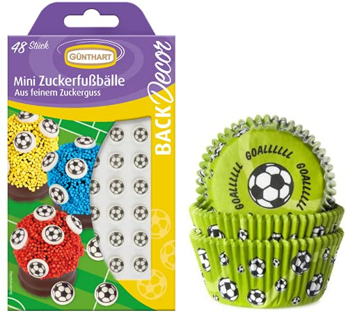 Guenthart Fußball-Backset, Zuckerdekoration, Fußbälle, Muffinförmchen, Fußball-Muffins, Sieger-Cupcakes