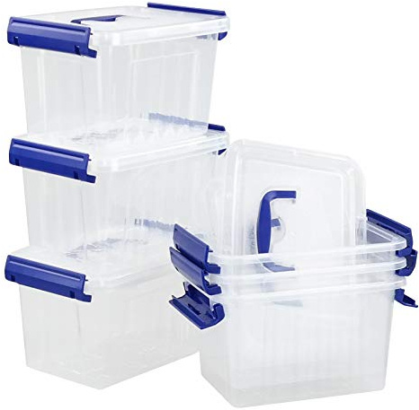 Nesmilers Plastic Storage Boxes with Lids, Plastic Container Box Set of 6