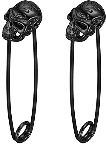 JewelryWe Sicherheitsnadel Ohrringe Schmuck Edelstahl Ohrstecker mit Löwenkopf Löwe Wolfkopf Totenkopf Schädel Ohrpiercing Silber Gold Schwarz