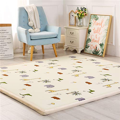 Fancytan Spielmatte Baby Teppich, 2cm Dicke, Faltbare Baby Krabbelmatte Bodenmatte, Spielteppich rutschfest für Babyzimmer, Spielzimmer, Beige, 120x200cm