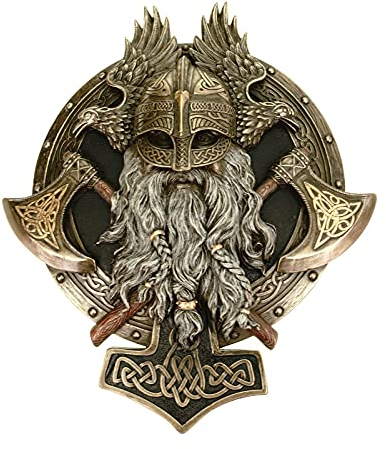 Veronese Nordisches Wikinger Wandschild mit 2 Äxten und Triskele 27cm Figur Skulptur