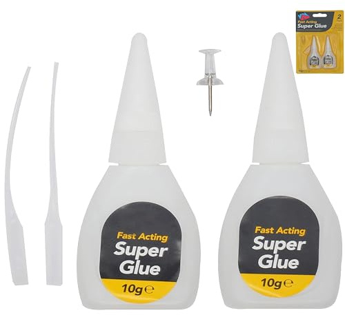 2PCs Fast Acting Super Glue with Nozzle Extension, Strong Epoxy Resin Adhesive for Leather, Wood, Plastic, Metal, Pottery, Crafts, Household Repairs, Quick-Drying, Waterproof