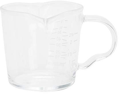 Taza medidora de vidrio de 70 ml, vasos de chupito expreso, dos caños, jarra medidora con mango y escala para el hogar, cafetería