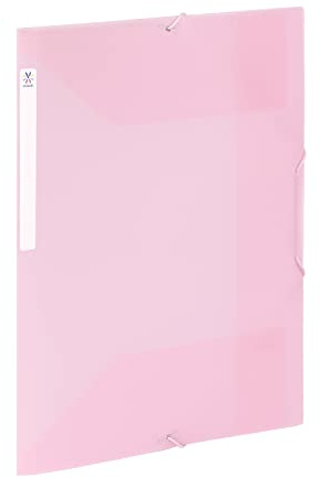 Viquel - skjorta med 3 flikar i plast med stor kapacitet - A4 arkivering låda med identifieringsetikett - genomskinlig rosa