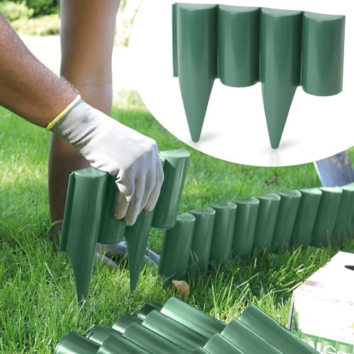 GardenPlast® PalGarden Rasenkante Gartenpalisade Palisade Beetumrandung Holzoptik - 20m, Grün