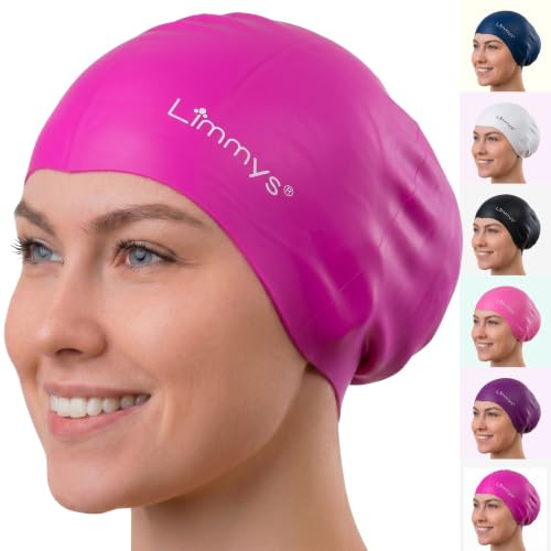 Limmys Badekappe für Lange Haare Damen & Herren – Extra Volumen, Stretch | Für dickes, lockiges & langes Haar - Latexfreies Silikon - Bequemer Sitz ohne Druck - Einfach an/aus - Chlorbeständig