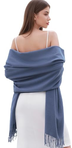 RIIQIICHY, Sciarpa da donna calda e invernale, per matrimoni, adatta come pashmina, scialle, mantella e coperta | 200 x 70 cm con nappe, grandi e lunghe, morbido cashmere leggero, scialli da sera, regali per damigelle d'onore ospiti