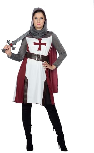 WILBERS & WILBERS 4332 - Ritter Kostüm für Damen, Kleid mit Kapuze, Gürtel, Mittelalter Verkleidung für Karneval