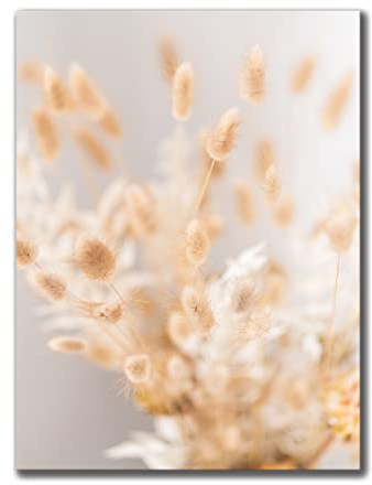 Leinwandbild Dry Flowers I 60 x 80 cm | Bild auf Leinwand im Hochformat in sanften monochromen Farben | Pampas Gras Bouquet Natur Blumen Trockenblumen | Wohnzimmer Schlafzimmer Flur | Deko Home