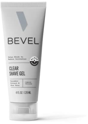 Bevel Essentials Clear Shave Gel for Men, Clear Shave Gel for Precise Detailing and Edging with Aloe Vera and Cucumber Extract to Soothe Skin and Prevent Razor Bumps, 4 Fl Oz