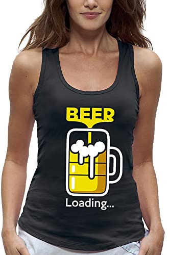 PIXEL EVOLUTION Camiseta de tirantes CHOPE DE Biere – Beer Loading – Vaso de cerveza para mujer, Negro , XXL