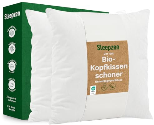 Kopfkissenschutz 80x80cm Biologischer Baumwolle Molton, Nicht wasserdicht, 2er-Set kopfkissenschoner, Atmungsaktive und Saugfähige, Kopfkissenüberzug, kopfkissenschutz