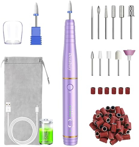 Nagelfräser für Gelnägel, Denabuty Elektrische Nagelfeile Kabellos, 12 in 1 Maniküre und Pediküre Set für Acrylnägel Nagelformen Kallus Shellac Nagelhaut, USB Aufladbar Nail Drill DN-2302