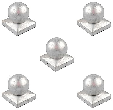 Baumarktplus 5X Pfostenkappe Kugel Pyramide verzinkt 12 x 12 cm | 120 mm, Abdeckkappe für Pfosten