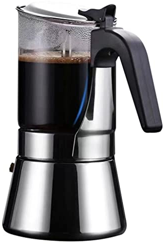 VVHUDA Caffettiere Moka Caffettiera Espresso Vetro Acciaio Inossidabile Moka Pentola Piano Cottura Espresso Shot Maker For Forte Caffettiera Bollitore (Color : A Size : 160ml) (A 240ml) small gift