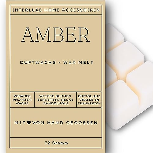 Interluxe Duftwachs Duft Amber angenehm duftend Waxmelt 100% pflanzlich Duftwachswürfel Duftwachsblock Wachs mit Duftöl