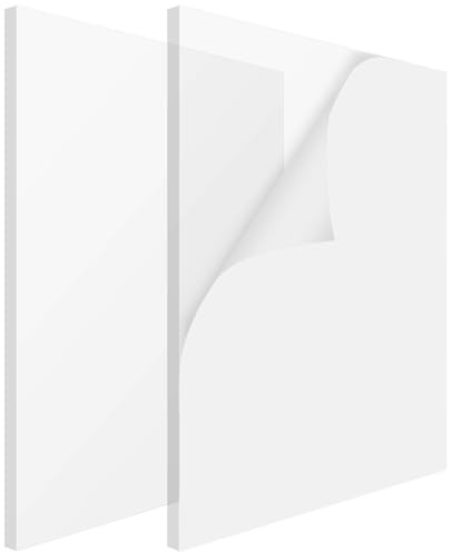 PINGEUI 2 Pack 12 x 8 x 3/8 Inch Clear Acrylic Plexiglass Sheets, Durable Cast Plexiglass Panels, Plastic Plexiglass Board with Protective Films for DIY Projects, Signs, Home Decor