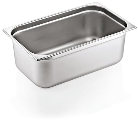 3 contenitori GN Gastronorm 1/1, 28 l, altezza: 200 mm, acciaio al cromo nichel 18/8, acciaio inossidabile