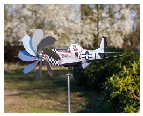 DéCo Terrasse ExtéRieure Moulin à Vent d'avion ， DéCo ExtéRieur Jardin ImperméAble Et RéSistant à l'usure ， Objet Deco Jardin Convient pour La DéCoration De Cour/Pelouse,White