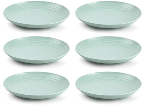 Acan Tradineur - Pack de 6 Platos llanos - Fabricado en Plástico - Apto para uso alimenticio, Microondas y Congelador - Ø 22 x 3 cm - Color Verde Pastel