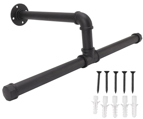 HAOHIZE Kleiderstange Wandmontage Schwarz, 50cm Industrieller Eisen Kleiderständer, Schrankstangen zum Aufhängen von Kleidung, Platzsparender, Garderobenstange, Robuster