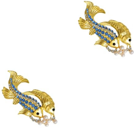 LIFKOME 2stücke Goldene Fischbrosche Mit Buntem Kristall Und Zinklegierung Elegantes Schmuckstück Für Frauen Geeignet Für Hochzeiten Geburtstage Jubiläen Und Mehr Für Alltag Einfach