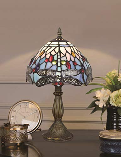 Faucet 8 Inch Blue Bead Dragonfly Pastoral Antique Handmade Glass Table Lamp Bedside Bed Room water-tap