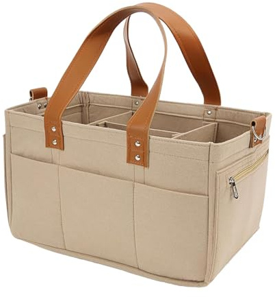 Syengery Organizador de pañales para bebé, Cesta organizadora Bebe, Cesta de Almacenamiento portátil de Fieltro Gris para Guardar pañales, toallitas y Baberos para bebé