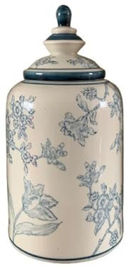 Jarre Chinoise En Céramique À Motifs Floraux, Jarre À Gingembre Avec Couvercle En Céramique Bleue Et Blanche Ancienne, Vase Temple En Céramique Style Chinois, Décoration La Cuisine Et La Maison(13*26.