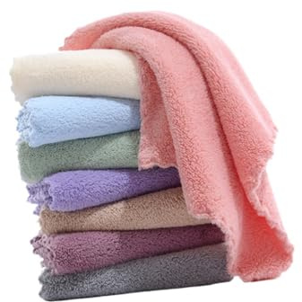 Cabilock Lot De 8 Serviettes De Molleton 9.84X9.84 Pouces Serviettes De Main Douces Essuie-Mains Réutilisables pour Nettoyage Visage Cuisine Soins Quotidiens