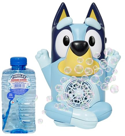 BLUEY NO Spill Musical Bubble Machine | Bubble Toy for Baby, Toddlers and Kids | Amazon Toys Exclusive with 16 oz of Extra Bubble Solution (Bubble Solution Bottle Colors Will Vary)